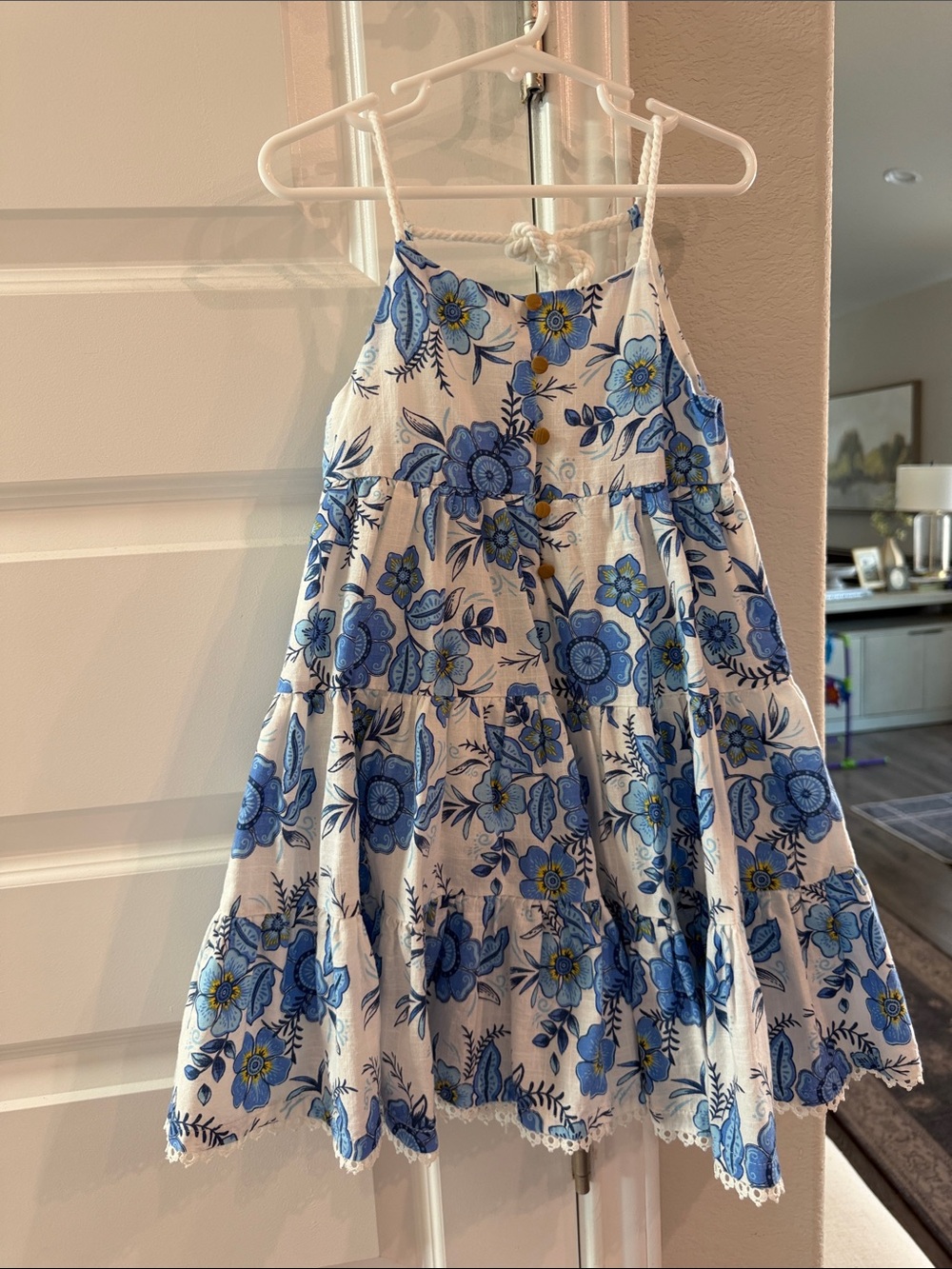Girls' Haute Hippie Blue Floral Tiered Sundress - Size 5